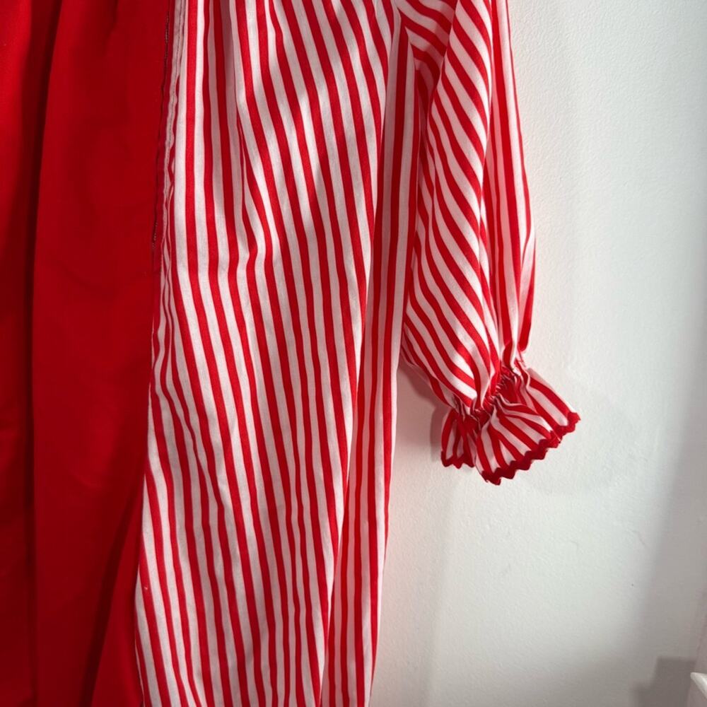 Vintage 80s 90s Clown Red White Stripe Pom Pom Halloween Costume Kids Medium - Picture 8 of 11